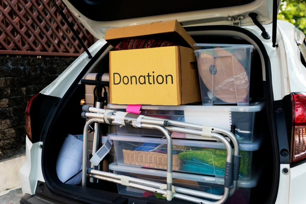Donations in the back of a car