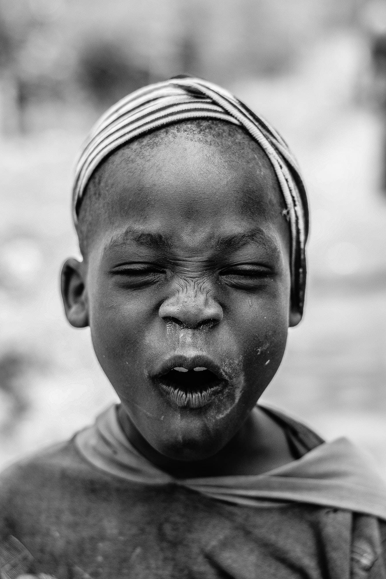 Black and White of an African boy