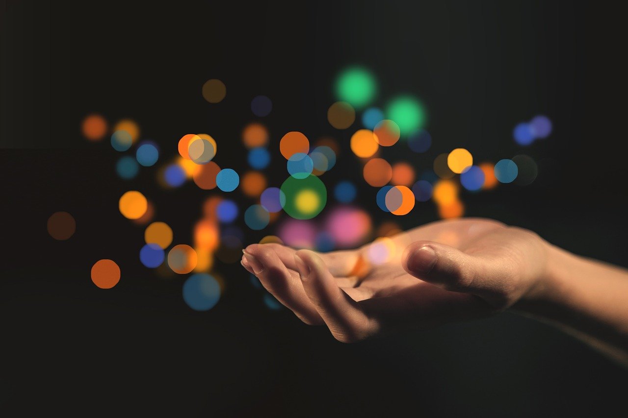 hand, bokeh, give